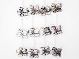 1/10pcs Natural Mother of Pearl beads, 25-30mm White and Black Carved Pearl Flower Leaf strand, Shell Beads, SKU#T104