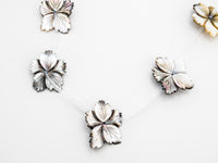 1/10pcs Natural Mother of Pearl beads, 25-30mm White and Black Carved Pearl Flower Leaf strand, Shell Beads, SKU#T104