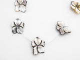 1/10pcs Natural Mother of Pearl beads, 25-30mm White and Black Carved Pearl Flower Leaf strand, Shell Beads, SKU#T104