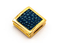 CZ Flat Square Turquoise Blue Micro Pave Beads, Cubic Zirconia Spacer Beads, Men's jewelry findings, 10x10x5mm, sku#Y53