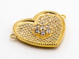 Clear CZ Micro Pave Heart Shape With Flower Connector for Bracelet/Necklace, Cubic Zirconia Space Connector, CZ Pave Beads,21x28mm, sku#Y35