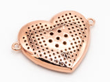 Clear CZ Micro Pave Heart Shape With Flower Connector for Bracelet/Necklace, Cubic Zirconia Space Connector, CZ Pave Beads,21x28mm, sku#Y35
