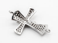 CZ Micro Pave Jesus Cross Connector/Link, Cubic Zirconia Pave Bracelet Necklace Connector in Gold Silver Gumental Finish,17x27mm,sku#Y38