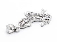 CZ Micro Pave Two Dolphin on a ball Pendant, Cubic Zirconia Pendant for Necklace Bracelet Earrings Making, CZ Pave Charm 13x23mm,sku#Y50