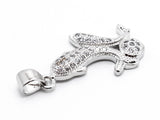 CZ Micro Pave Two Dolphin on a ball Pendant, Cubic Zirconia Pendant for Necklace Bracelet Earrings Making, CZ Pave Charm 13x23mm,sku#Y50