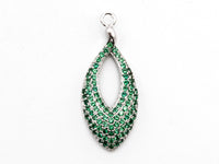 Green CZ Micro Pave Teardrop Go-Go Pendant, Cubic Zirconia Oval Leaf Pendant for Necklace Bracelet Earrings Making, 13x31mm,sku#Y48