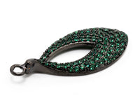 Green CZ Micro Pave Teardrop Go-Go Pendant, Cubic Zirconia Oval Leaf Pendant for Necklace Bracelet Earrings Making, 13x31mm,sku#Y48
