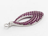Fuchsia CZ Micro Pave Teardrop Go-Go Pendant, Cubic Zirconia Oval Leaf Pendant for Necklace Bracelet Earrings Making, 13x31mm,sku#Y46