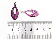 Fuchsia CZ Micro Pave Teardrop Go-Go Pendant, Cubic Zirconia Oval Leaf Pendant for Necklace Bracelet Earrings Making, 13x31mm,sku#Y46