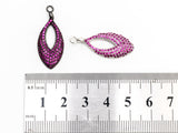 Fuchsia CZ Micro Pave Teardrop Go-Go Pendant, Cubic Zirconia Oval Leaf Pendant for Necklace Bracelet Earrings Making, 13x31mm,sku#Y46