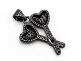 CZ Micro Pave Double Heart Key Charm, CZ Pave Heart Charm, Jewelry Supplies, DIY Jewelry,Heart Pendants,16x20mm,sku#Y40