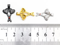 CZ Micro Pave Double Heart Key Charm, CZ Pave Heart Charm, Jewelry Supplies, DIY Jewelry,Heart Pendants,16x20mm,sku#Y40