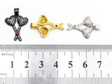 CZ Micro Pave Double Heart Key Charm, CZ Pave Heart Charm, Jewelry Supplies, DIY Jewelry,Heart Pendants,16x20mm,sku#Y40