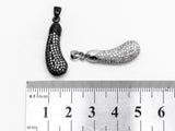 CZ Micro Pave Brinjaul Eggplant Pendant, Cubic Zirconia Teardrop Pendant for Necklace Bracelet Earrings Making, 9x27mm,sku#Y45