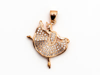 CZ Micro Pave Dancing Girl Pendant, Cubic Zirconia Ballerina Dancer Pendant for Necklace Bracelet Earrings Making, 21x24mm,sku#Y41
