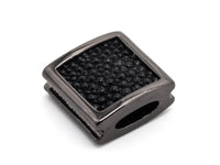 CZ Flat Square Beads Black Micro Pave Beads, Cubic Zirconia Spacer Beads, Men's Jewelry Findings, 10x10x5mm, sku#Y55
