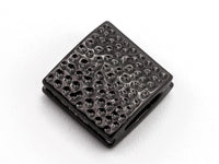 CZ Flat Square Beads Black Micro Pave Beads, Cubic Zirconia Spacer Beads, Men's Jewelry Findings, 10x10x5mm, sku#Y55