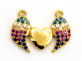 Colorful CZ Heart With Swings Pendant charm, Sku#Y44