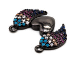 Colorful CZ Heart With Swings Pendant charm, Sku#Y44
