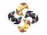 Colorful CZ Heart With Swings Pendant charm, Sku#Y44