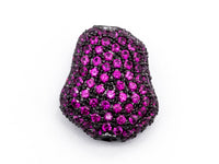CZ Micro Pave Nugget Spacer Beads with Fuchsia Crystal for Bracelet/Necklace, Cubic Zirconia Space Beads,15x17x8mm, sku#Y56