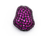 CZ Micro Pave Nugget Spacer Beads with Fuchsia Crystal for Bracelet/Necklace, Cubic Zirconia Space Beads,15x17x8mm, sku#Y56