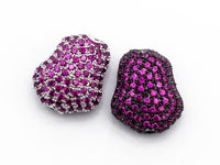 CZ Micro Pave Nugget Spacer Beads with Fuchsia Crystal for Bracelet/Necklace, Cubic Zirconia Space Beads,15x17x8mm, sku#Y56