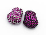 CZ Micro Pave Nugget Spacer Beads with Fuchsia Crystal for Bracelet/Necklace, Cubic Zirconia Space Beads,15x17x8mm, sku#Y56
