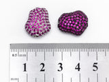 CZ Micro Pave Nugget Spacer Beads with Fuchsia Crystal for Bracelet/Necklace, Cubic Zirconia Space Beads,15x17x8mm, sku#Y56