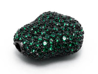 Green CZ Micro Pave Nugget Shape Spacer Beads with for Bracelet/Necklace, Cubic Zirconia Beads,15x17x8mm, sku#Y57