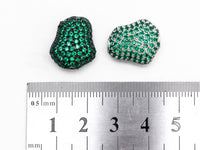Green CZ Micro Pave Nugget Shape Spacer Beads with for Bracelet/Necklace, Cubic Zirconia Beads,15x17x8mm, sku#Y57