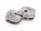 Clear CZ Micro Pave Double Flower Box Clasp, Cubic Zirconia Box Clasp, CZ Pave Tab Insert Clasp Fastener, 19X33X6mm, sku#Y64