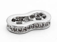 CZ Micro Pave Double Strand Space Beads, Cubic Zirconia Big Hole Spacer Beads, CZ paved Space Beads, 7x13mm sku#Y66
