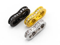 CZ Micro Pave Double Strand Space Beads, Cubic Zirconia Big Hole Spacer Beads, CZ paved Space Beads, 7x13mm sku#Y66