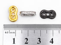 CZ Micro Pave Double Strand Space Beads, Cubic Zirconia Big Hole Spacer Beads, CZ paved Space Beads, 7x13mm sku#Y66