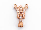 CZ Micro Pave two strands  Fold Over Clasp, Cubic Zirconia Buckle Clasp/Connector, 14x23x7mm, sku#Y67