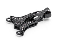 CZ Micro Pave two strands  Fold Over Clasp, Cubic Zirconia Buckle Clasp/Connector, 14x23x7mm, sku#Y67