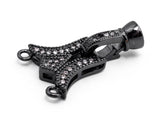 CZ Micro Pave two strands  Fold Over Clasp, Cubic Zirconia Buckle Clasp/Connector, 14x23x7mm, sku#Y67