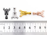 CZ Micro Pave two strands  Fold Over Clasp, Cubic Zirconia Buckle Clasp/Connector, 14x23x7mm, sku#Y67