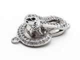 CZ Micro Pave Snack Snap Fold Over Clasp, Cubic Zirconia Buckle Clasp/Connector, 15x29x10mm, sku#Y68