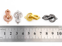 CZ Micro Pave Snack Snap Fold Over Clasp, Cubic Zirconia Buckle Clasp/Connector, 15x29x10mm, sku#Y68