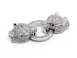 CZ Micro Pave Double Leopard Head Box Insert Clasp,Cubic Zirconia Panther Clasp,Leopard Head Connector,16x35x8mm, sku#Y70