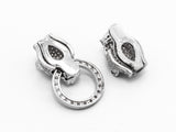 CZ Micro Pave Double Leopard Head Box Insert Clasp,Cubic Zirconia Panther Clasp,Leopard Head Connector,16x35x8mm, sku#Y70