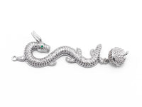 CZ Micro Pave long Dragon Pendant with Strong Magnetic Clasp, Rose gold Silver Rhodium Plated,Pave Pendant, Pave Clasps,14x67x10mm, SKU#Y71