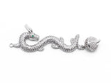 CZ Micro Pave long Dragon Pendant with Strong Magnetic Clasp, Rose gold Silver Rhodium Plated,Pave Pendant, Pave Clasps,14x67x10mm, SKU#Y71