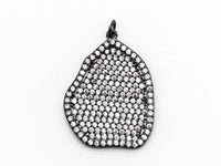 CZ Micro Pave Large Nugget Pendant, Cubic Zirconia Space Beads in Black, Necklace Earring Findings,25x33mm,sku#Y83