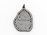 CZ Micro Pave Large Nugget Pendant, Cubic Zirconia Space Beads in Black, Necklace Earring Findings,25x33mm,sku#Y83