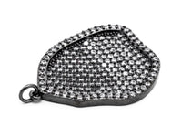 CZ Micro Pave Large Nugget Pendant, Cubic Zirconia Space Beads in Black, Necklace Earring Findings,25x33mm,sku#Y83