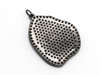 CZ Micro Pave Large Nugget Pendant, Cubic Zirconia Space Beads in Black, Necklace Earring Findings,25x33mm,sku#Y83