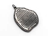 CZ Micro Pave Large Nugget Pendant, Cubic Zirconia Space Beads in Black, Necklace Earring Findings,25x33mm,sku#Y83